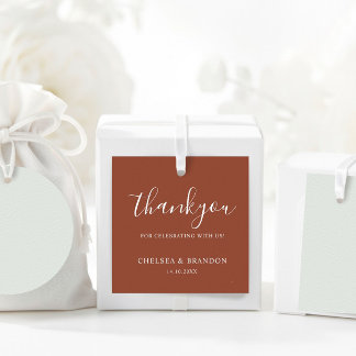 Etiquetas Para Recuerdos Minimal Rustic Terracotta Thank You Script Wedding