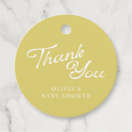 Etiquetas Para Recuerdos Minimalist Modern Yellow Retro Script Baby Shower