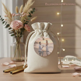 Etiquetas Para Recuerdos Minimalist Typography Photo Wedding Round