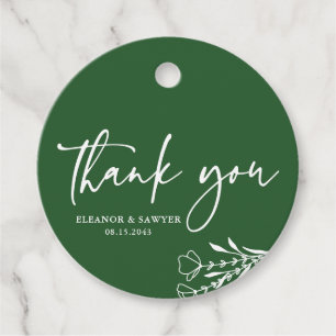 Etiquetas Para Recuerdos Minimalista Boda verde esmeralda gracias