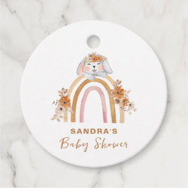 Etiquetas Para Recuerdos Minimalista Boho Bunny Rainbow Floral Baby Shower