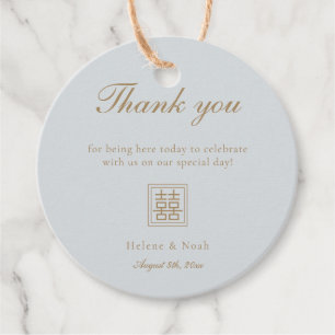 Etiquetas Para Recuerdos Minimalista dorado azul dorado moderno Boda chino