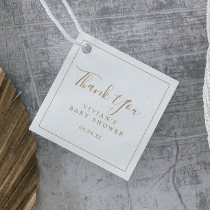 Etiquetas Para Recuerdos Minimalista Gold Baby Shower Gracias
