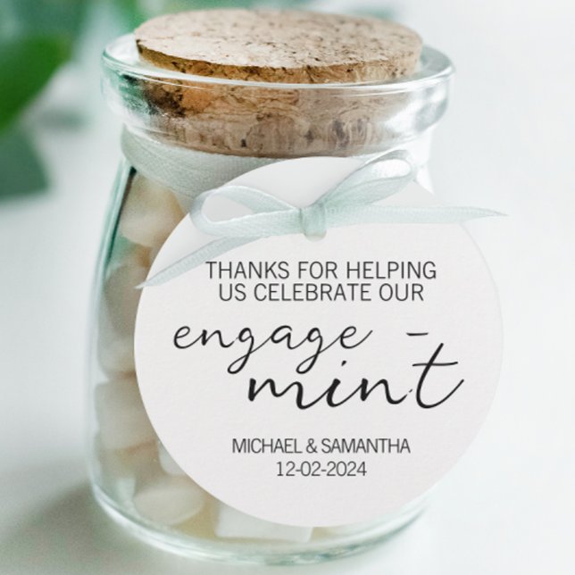 Etiquetas Para Recuerdos Mint Engagement Gracias (Personalized Engage-mint favor tags for engagement parties)