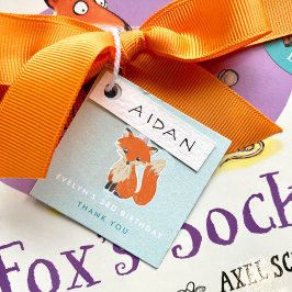 Etiquetas Para Recuerdos Mint Green Cute Fox Fiesta Gorra Woodland Cumpleañ