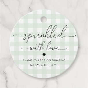 Etiquetas Para Recuerdos Mint Green Gingham Baby Shower Rascado De Amor