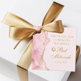Etiquetas Para Recuerdos Moda Agate de Oro Rosado Bat Mitzvah Personalizado