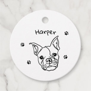 Etiquetas Para Recuerdos Moda Arte de línea de Bulldog francés: Editar tu t