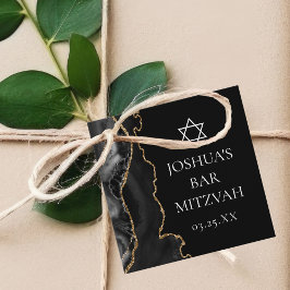 Etiquetas Para Recuerdos Moda Black Gold Agate Bar Mitzvah Personalizado Fi