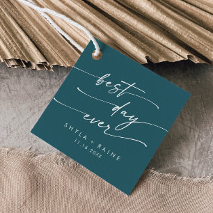 Etiquetas Para Recuerdos Moda Boho Verde azulado mejor día azul Boda de la 