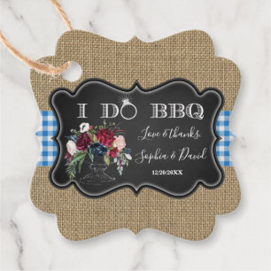 Etiquetas Para Recuerdos Moda Burlap Gingham y Chalk I DO BBQ