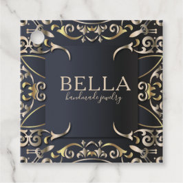 Etiquetas Para Recuerdos Moda de lujo negro y dorado nombre de negocio barr