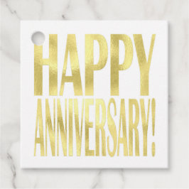 Etiquetas Para Recuerdos Moda elegante de oro metálico feliz aniversario