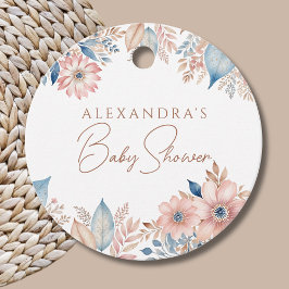 Etiquetas Para Recuerdos Moda Floral Azul Rosa Boho Baby Shower Gracias
