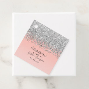 Etiquetas Para Recuerdos Moda Girona Plata Confetti Gradiente Rosa Ombre