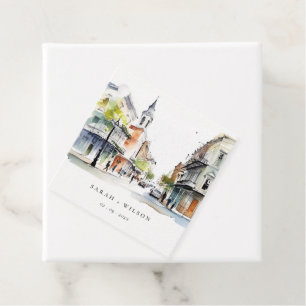 Etiquetas Para Recuerdos Moda Nueva Orleans Louisiana Watercolor Boda