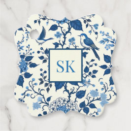 Etiquetas Para Recuerdos Moda personalizado Monogram Chinoiserie, Hydrangea
