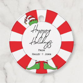 Etiquetas Para Recuerdos Moda Retro Fun Peppermint Candy Elf Felices Fiesta