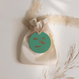 Etiquetas Para Recuerdos Moda Retro Verde y naranja 30 Fiesta de cumpleaños