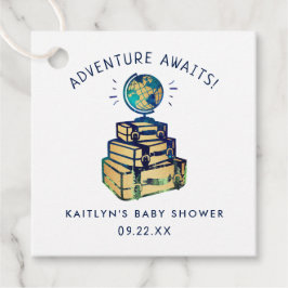 Etiquetas Para Recuerdos Modern Adventure Travel Globe Baby Shower