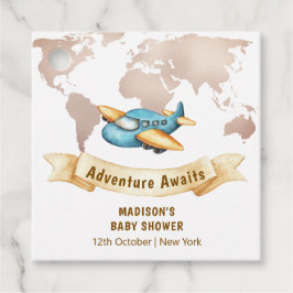 Etiquetas Para Recuerdos Modern Adventure World Map Airplane Baby Shower
