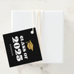 Etiquetas Para Recuerdos Modern Black Gold Class de 2025 Gracias