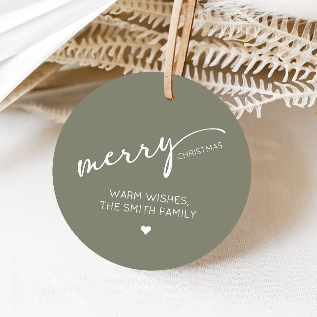Etiquetas Para Recuerdos Modern Christmas Round (Modern Merry Christmas Holiday Favor Tags)
