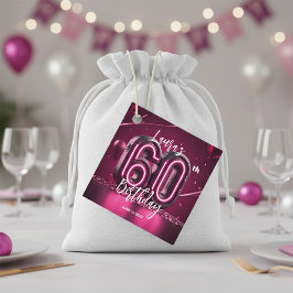 Etiquetas Para Recuerdos Modern Glam Chic Hot Pink Neon 60th Birthday Party