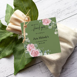 Etiquetas Para Recuerdos Modern Pink Roses Script Graduation