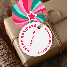 Etiquetas Para Recuerdos Modern Swirl HAPPY HOLIDAYS CUSTOM TO FROM Gift