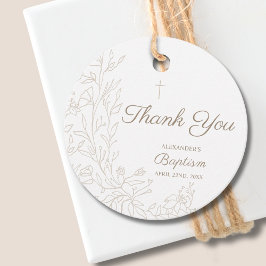 Etiquetas Para Recuerdos Modern Thank You Cross Floral Christian Baptism