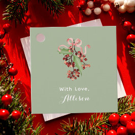 Etiquetas Para Recuerdos Modern Typography Watercolor Holly Berry Christmas