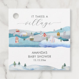 Etiquetas Para Recuerdos Modern Winter Snow It Takes A Village Baby Shower