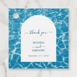 Etiquetas Para Recuerdos Moderna acuarela Blue Ocean Beach Wedding