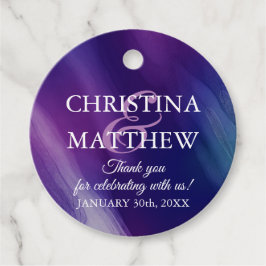 Etiquetas Para Recuerdos Moderna acuarela Boda azul de la Marina Púrpura