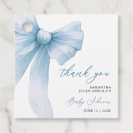 Etiquetas Para Recuerdos Moderna Baby Shower Blue Bow Gracias