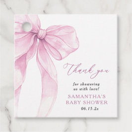 Etiquetas Para Recuerdos Moderna Baby Shower Bow Rosa Gracias