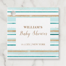 Etiquetas Para Recuerdos Moderna banda de color de agua verde de oro Baby S