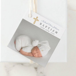 Etiquetas Para Recuerdos Moderna escritura azul turbia foto bautismo