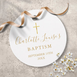 Etiquetas Para Recuerdos Moderna firma dorada bautismo bautizo