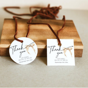 Etiquetas Para Recuerdos Moderno beige de arco neutro Gracias Ducha Bridal