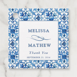 Etiquetas Para Recuerdos Moderno Boda mediterráneo azul y blanco