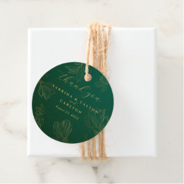 Etiquetas Para Recuerdos Moderno Botánico Golden Floral Green Gracias