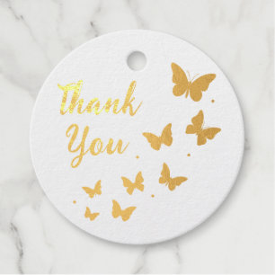 Etiquetas Para Recuerdos Moderno Elegante Cute Hoja de Oro Mariposa Gracias