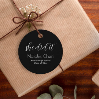 Etiquetas Para Recuerdos Moderno graduado elegante de tipografía negra