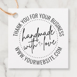 Etiquetas Para Recuerdos Moderno hecho a mano con Love Script Heart Busines