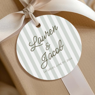Etiquetas Para Recuerdos Moderno Minimalista Minimalista Rayas Verdes Boda