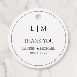 Etiquetas Para Recuerdos Moderno Monograma simple en blanco y negro Gracias