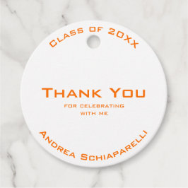Etiquetas Para Recuerdos Moderno Naranja de Graduación Simple Gracias