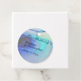 Etiquetas Para Recuerdos Moderno Ocean Water Blue Abstract Beach Wedding